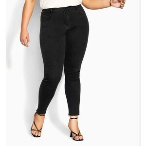 City Chic Harley‎ Ankle Grazer Black Distressed Skinny Jeans Plus Size 18 NWT
